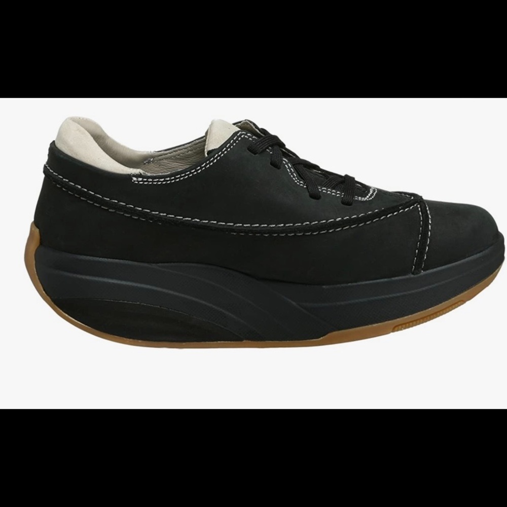 MBT black leather lace up rocker shoes